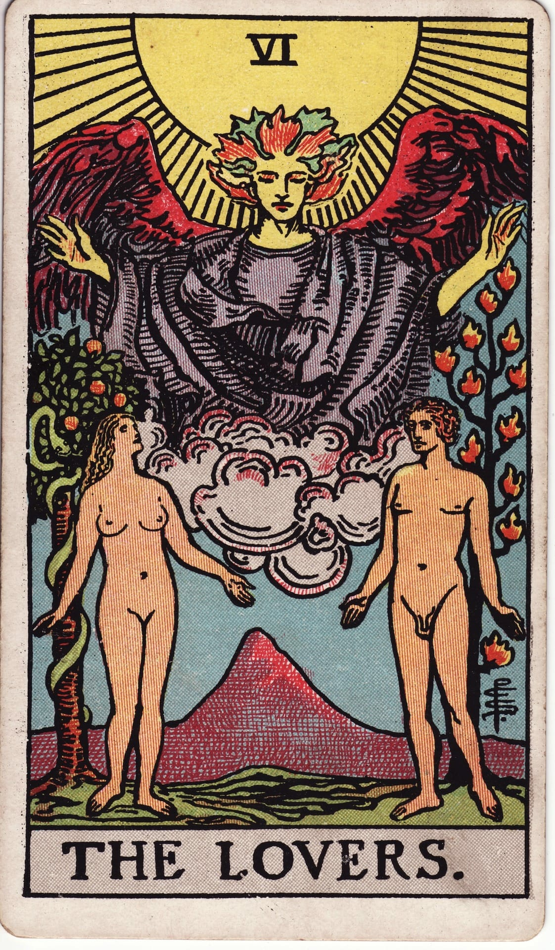 Los Enamorados tarot card - Arcanos mayores - amor, elección, armonía