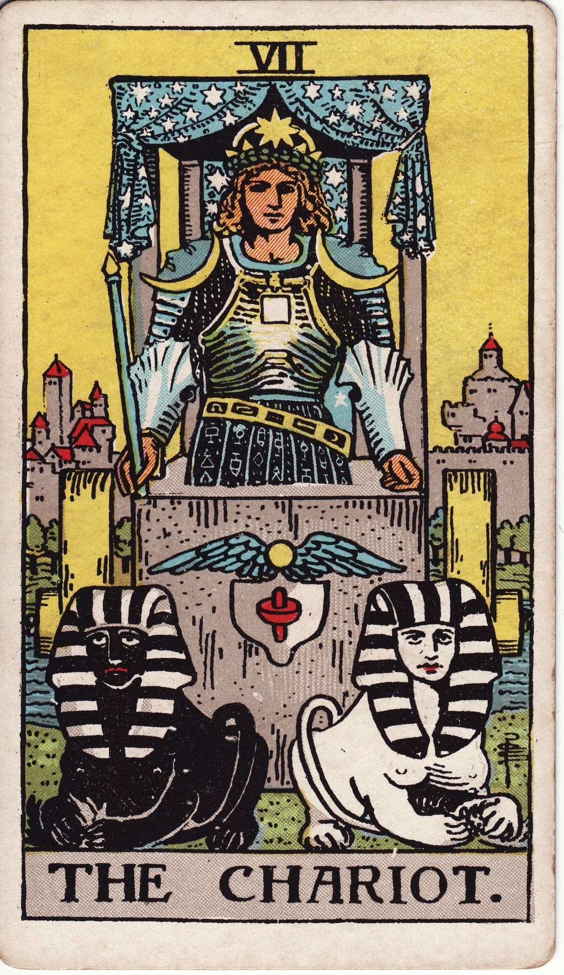 El Carro tarot card - Arcanos mayores - determinación, avance, voluntad
