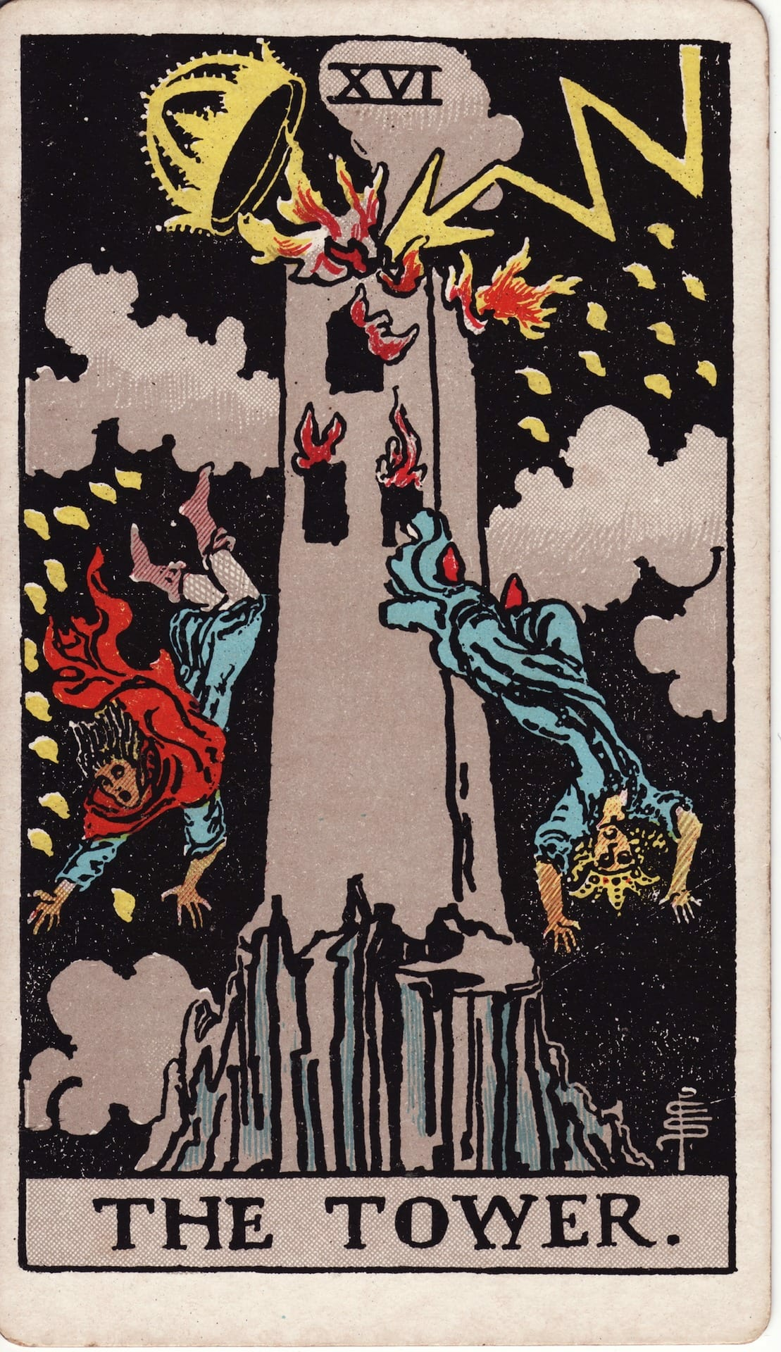 La Torre tarot card - Arcanos mayores - revelación, cambio repentino, ruptura