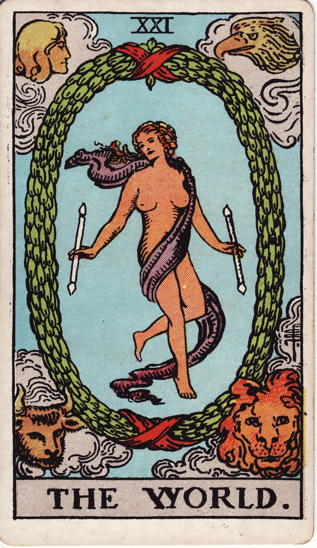 El Mundo tarot card - Arcanos mayores - culminación, logro, integración