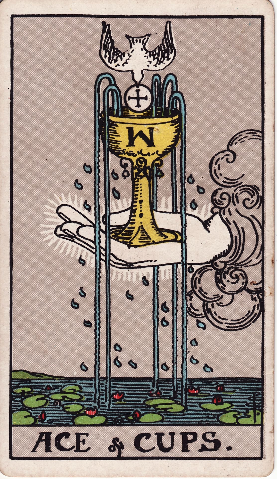 As de Copas tarot card - Arcanos menores - nuevo amor, emoción nueva, apertura del corazón