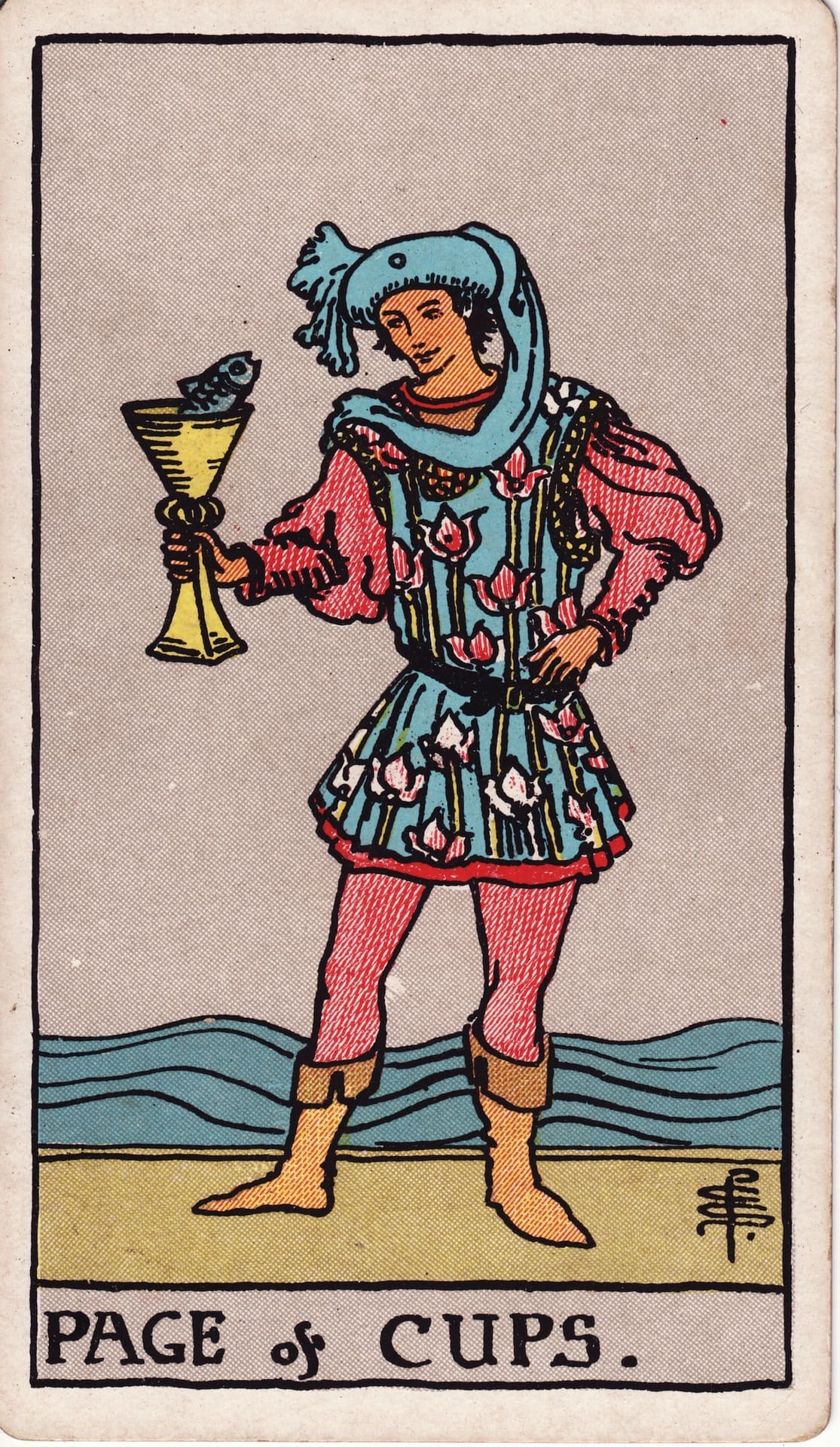 Sota de Copas tarot card - Arcanos menores - mensaje emocional, creatividad, sensibilidad