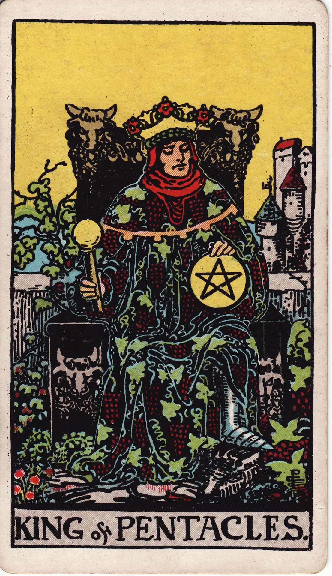 Rey de Oros tarot card - Arcanos menores - prosperidad, liderazgo material, estabilidad