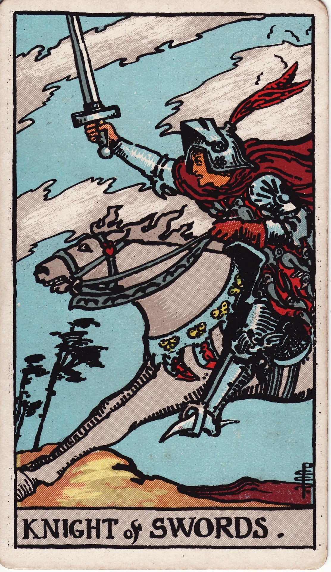 Caballero de Espadas tarot card - Arcanos menores - acción rápida, ambición, determinación