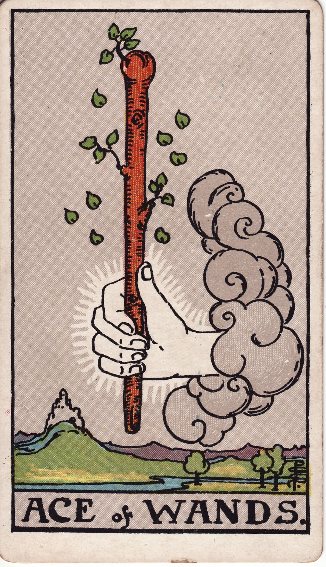 As de Bastos tarot card - Arcanos menores - inspiración, pasión, nuevo impulso